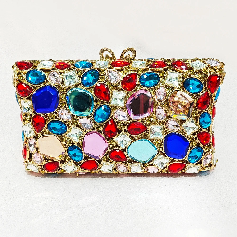 

Champange Evening Rhinestone Wedding Purses Luxury Bridal Diamond Clutches Luxury Ladies Crystal Party Prom Clutches Handbags