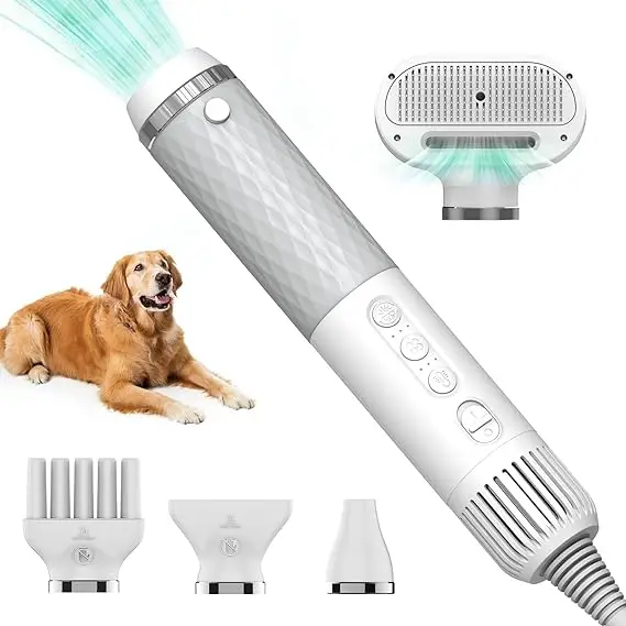 

Lower Noise Adjustable Speed and Temperature Dog Cat Hair Dryer Pet Grooming Kit For Home Use