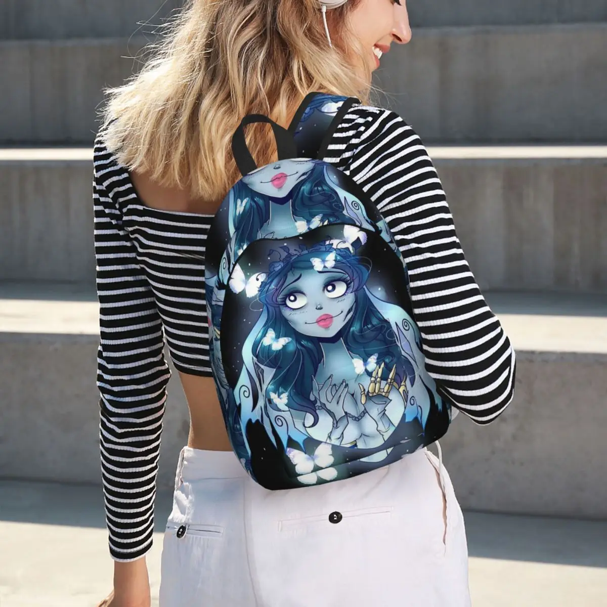 Halloween Film Corpse Bride Ghost Tim Burton Student Backpack School Bag Hiking Travel Daypack Boys Girls Bookbag Shoulder Bags
