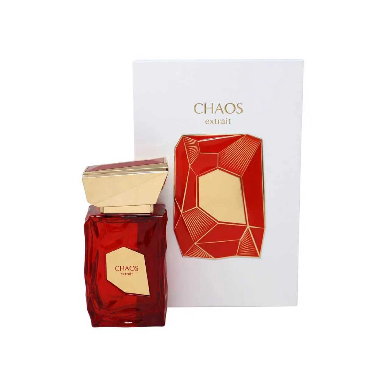 

CHAOS Extrait de Parfum: Bold Red Crystal-Cut Bottle, Dynamic Scent for Unisex