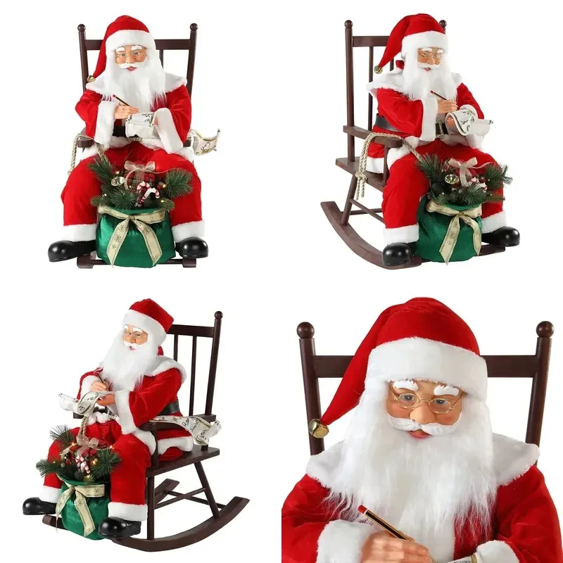 80Cm Christmas Animated Seat Santa Claus with Lighting Decoration Festive Statue Collection Tradition