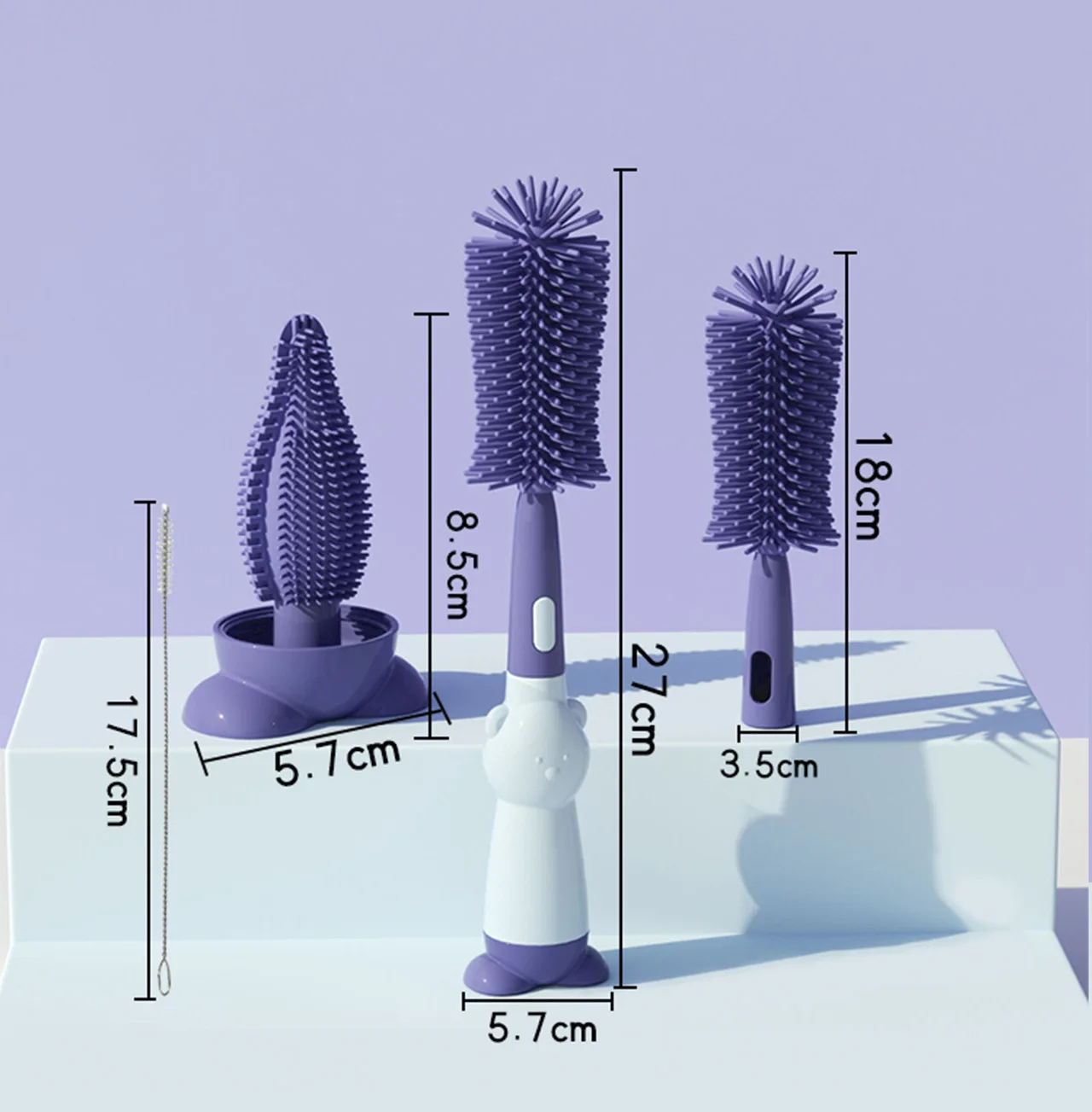 3-In-1 Multifunctionele Reinigingsborstelset Voor Siliconenflessen Voor Op Reis Babyfles En Fopspeenreiniging