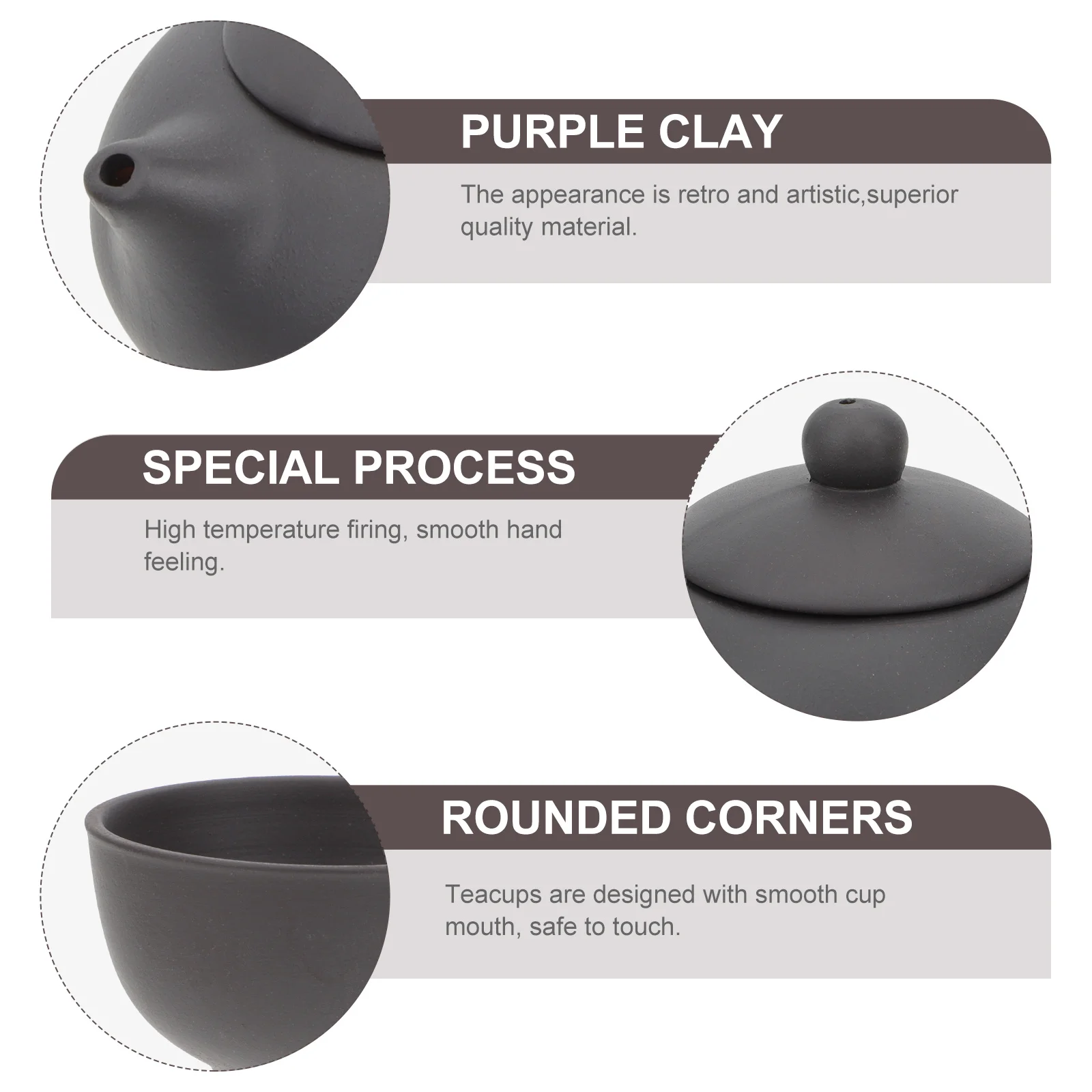 

1Set Handmade Purple Clay Teapot Set Style Portable Tea Kettle Cups Kit Smooth Edge Tea Service Set for Home