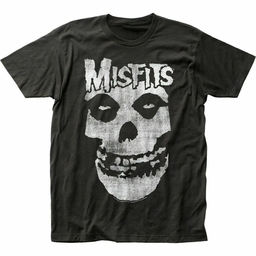 Misfits Distressed Skull T Shirt Mens Licensed Rock N Roll Music Tee New Black