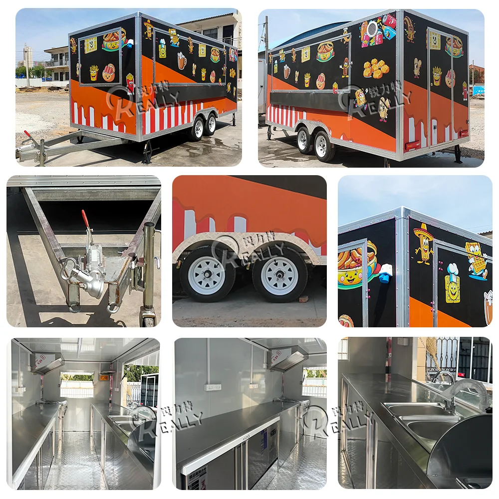 Customizable Stainless Steel Fast Food Truck Hot Dog Pizza Coffee Ice Cream Mobile  Food Trailer With Full Equipment - Image 3