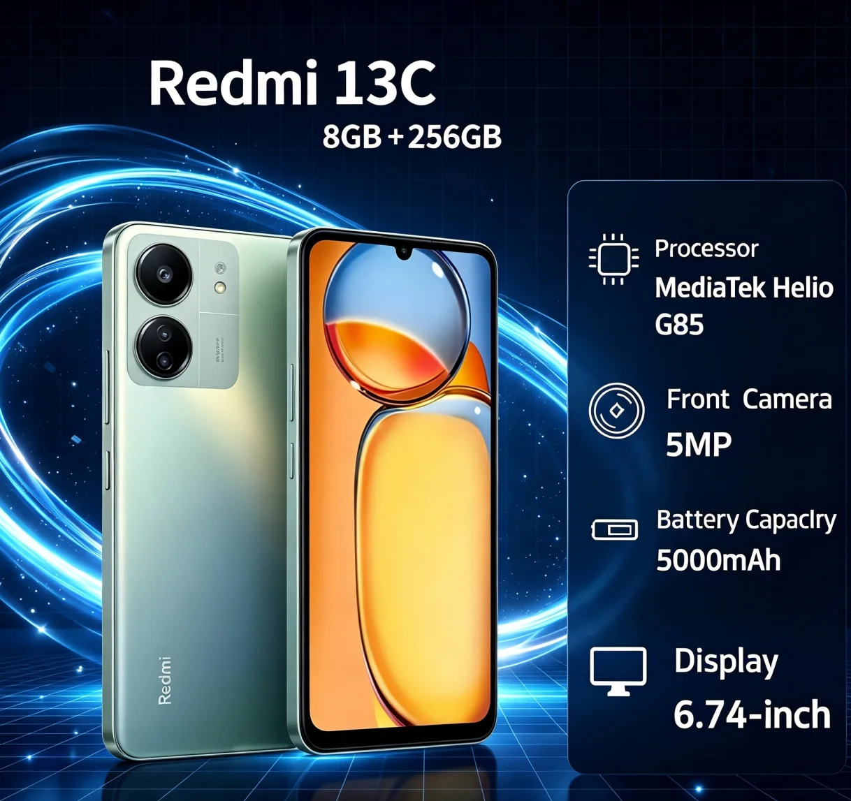 New Arrival 2026 Redmi 13C Cellphone 8+256GB Large Storage Capacity Powerful Performance Convenient Operation High Usability