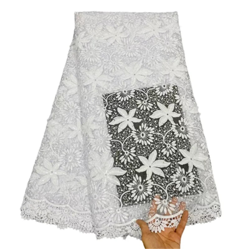 

White Lace Swiss Voile Lace in Switzerland African Lace Fabric Wedding 5yards Cotton Swiss Lace Fabric For Dress FRF366