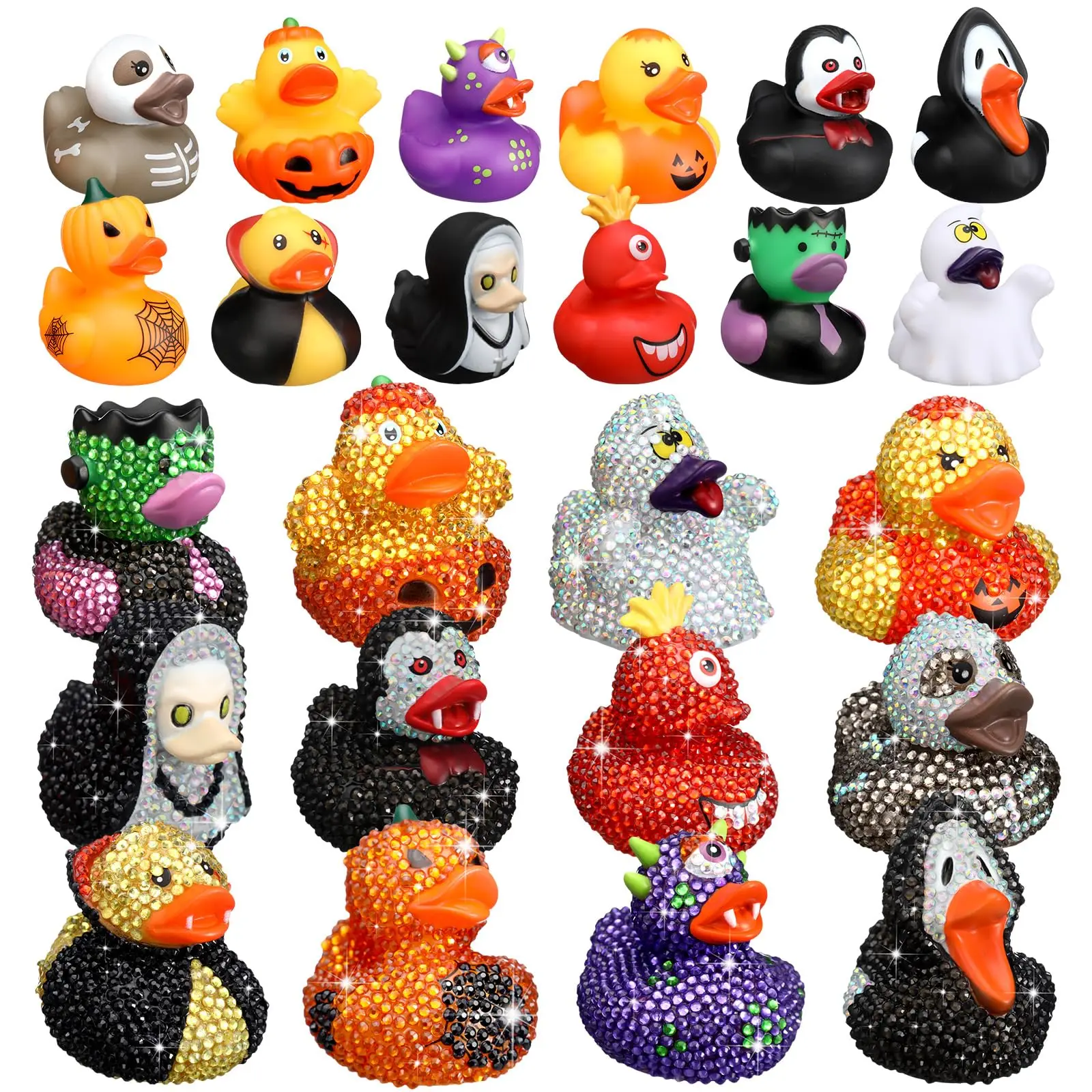 

12 Pcs Rubber Ducks Diamond Art Ducks DIY Diamond Art Kit Funny Ducking Colorful Mini Assortment Car Ornaments for Baby Showers