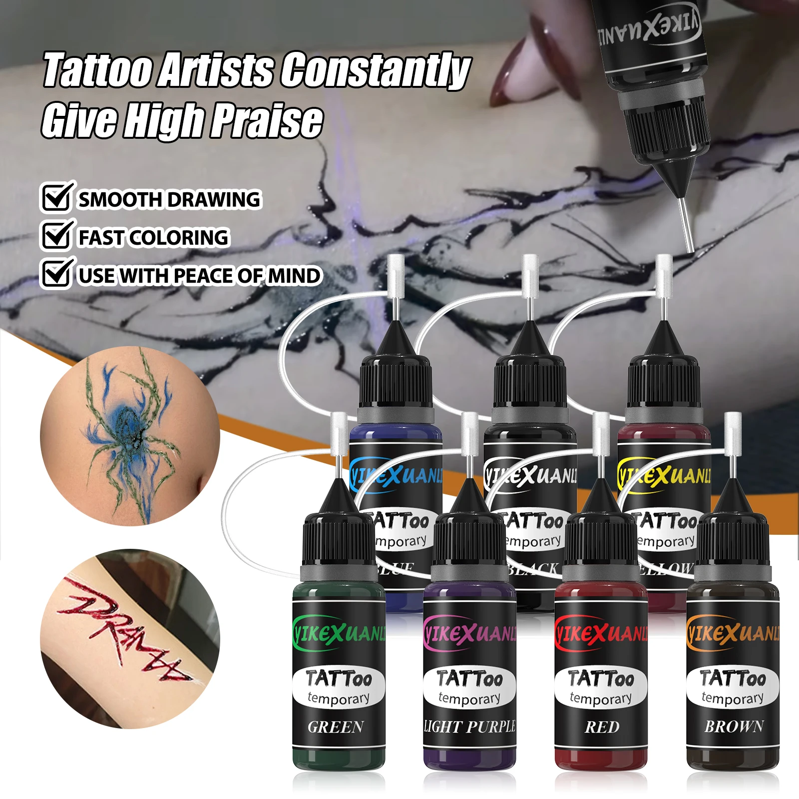 1/7pcs Natural Juice Temporary Tattoo Ink Set,Body Paint,Freckle Makeup,Specially Designed for Temporary Tattoos,Includes Tattoo