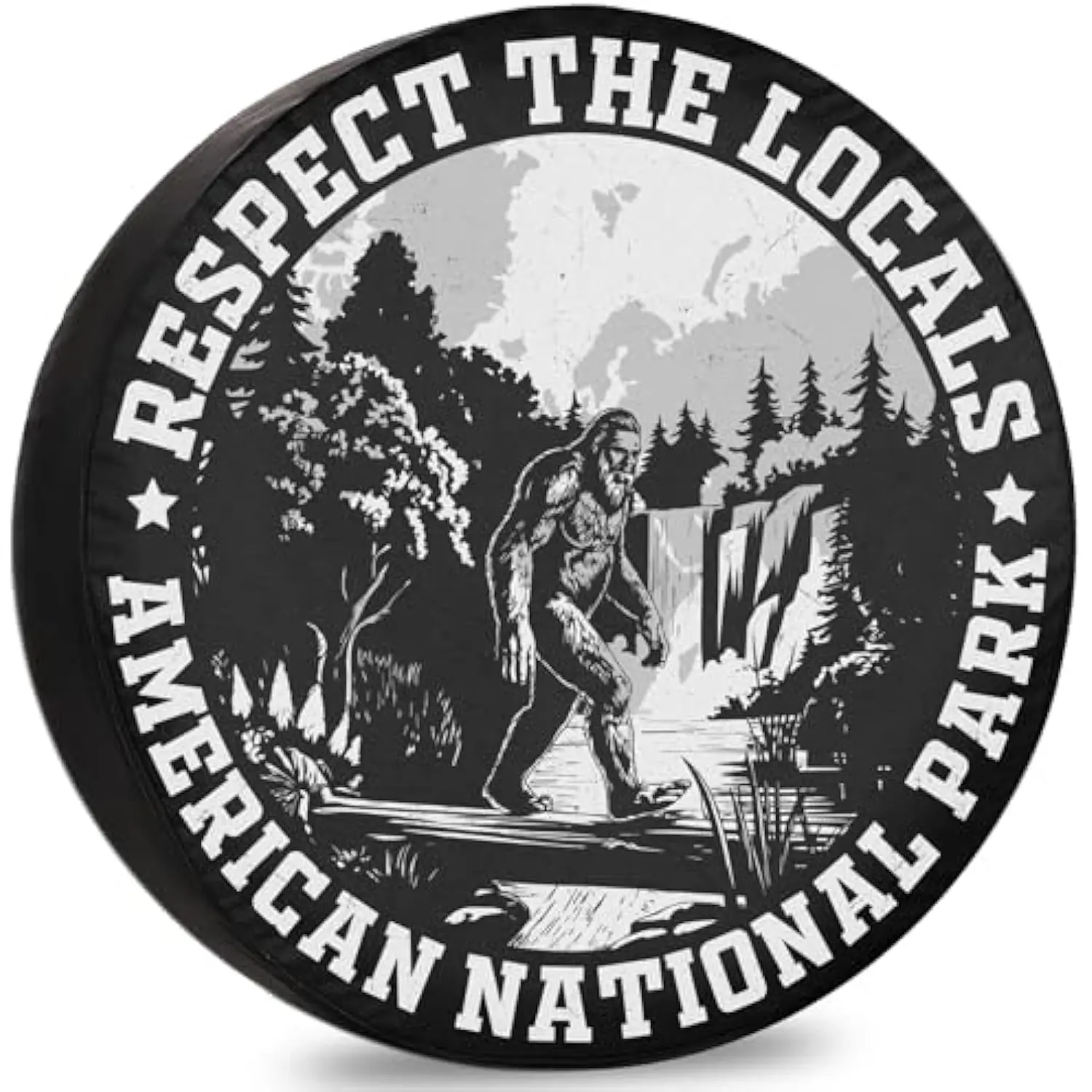 Respect The Locals Bigfoot Spare Tire Cover Weatherproof Camper RV Trailer Accessory