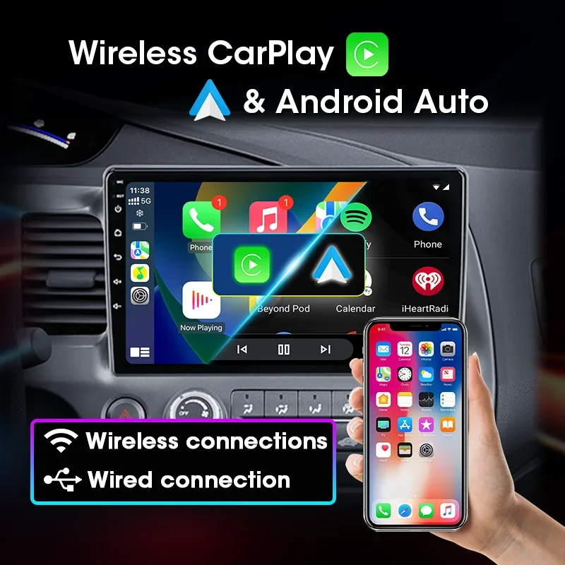 10 بوصة أندرويد السيارات Carplay راديو السيارة لهوندا سيفيك 8 2005 - 2012 السيارات نظام ذكي الوسائط المتعددة 4G الملاحة لتحديد المواقع #3