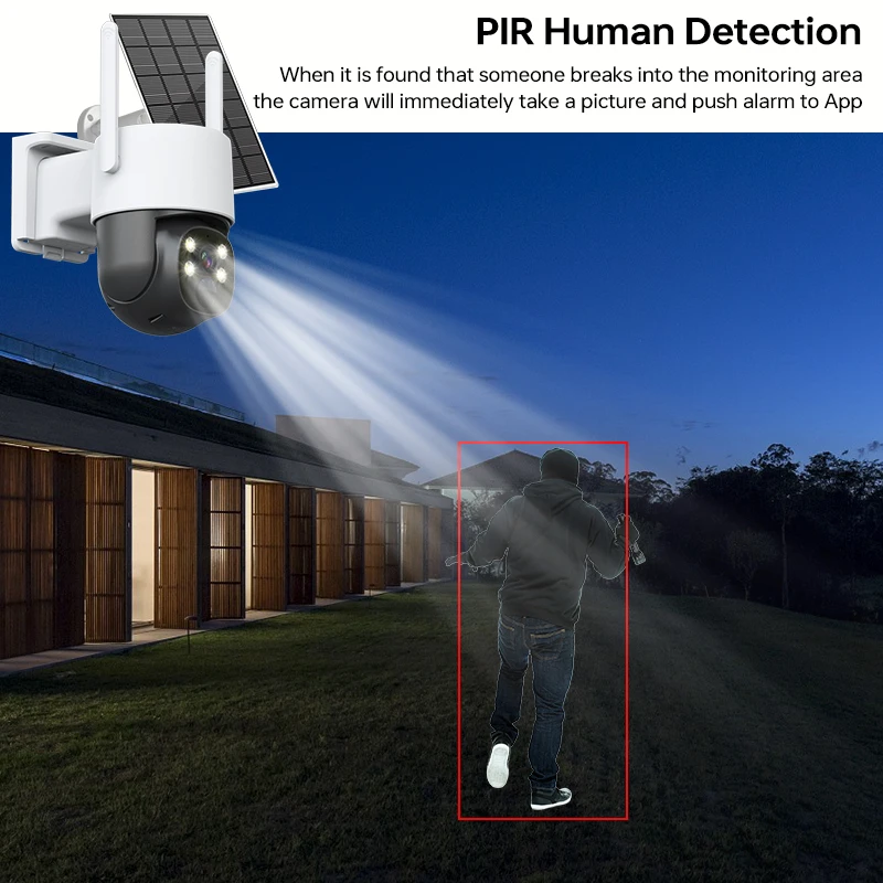 4MP Quad HD Solar WIFI Waterproof Night Vision PIR Human Detection PTZ Camera with Solar Panel