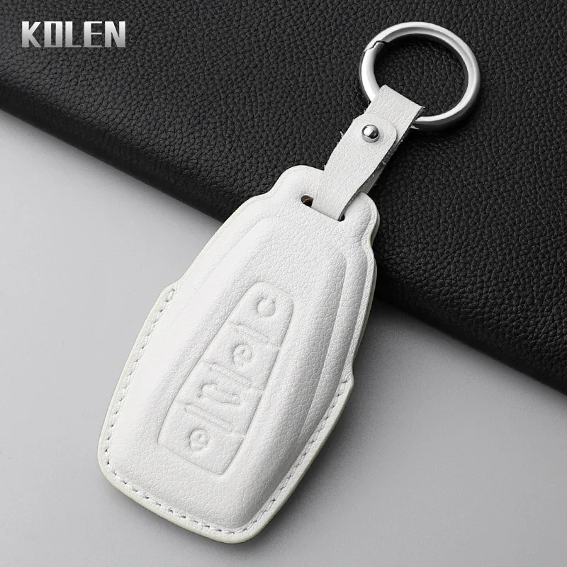 Genuine Leather Car Key Case Cover Shell For Geely Atlas Boyue NL3 Coolray X6 X7 EX7 Emgrand Kulrey GT GC9 Protector Keychain