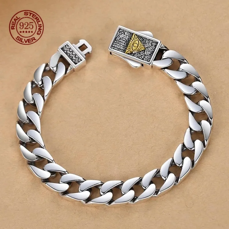 New S925 silver gloss simple hand-woven bracelet chain width 3/4.5/5/6mm everything classic fashion bracelet for men and women