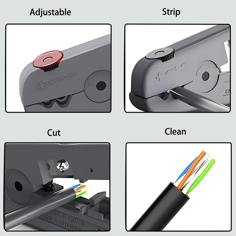 Cortador de cables de Ethernet, herramienta de corte de Cable redondo, pelado de cables Lan para CAT7, CAT6, CAT5E, CAT5