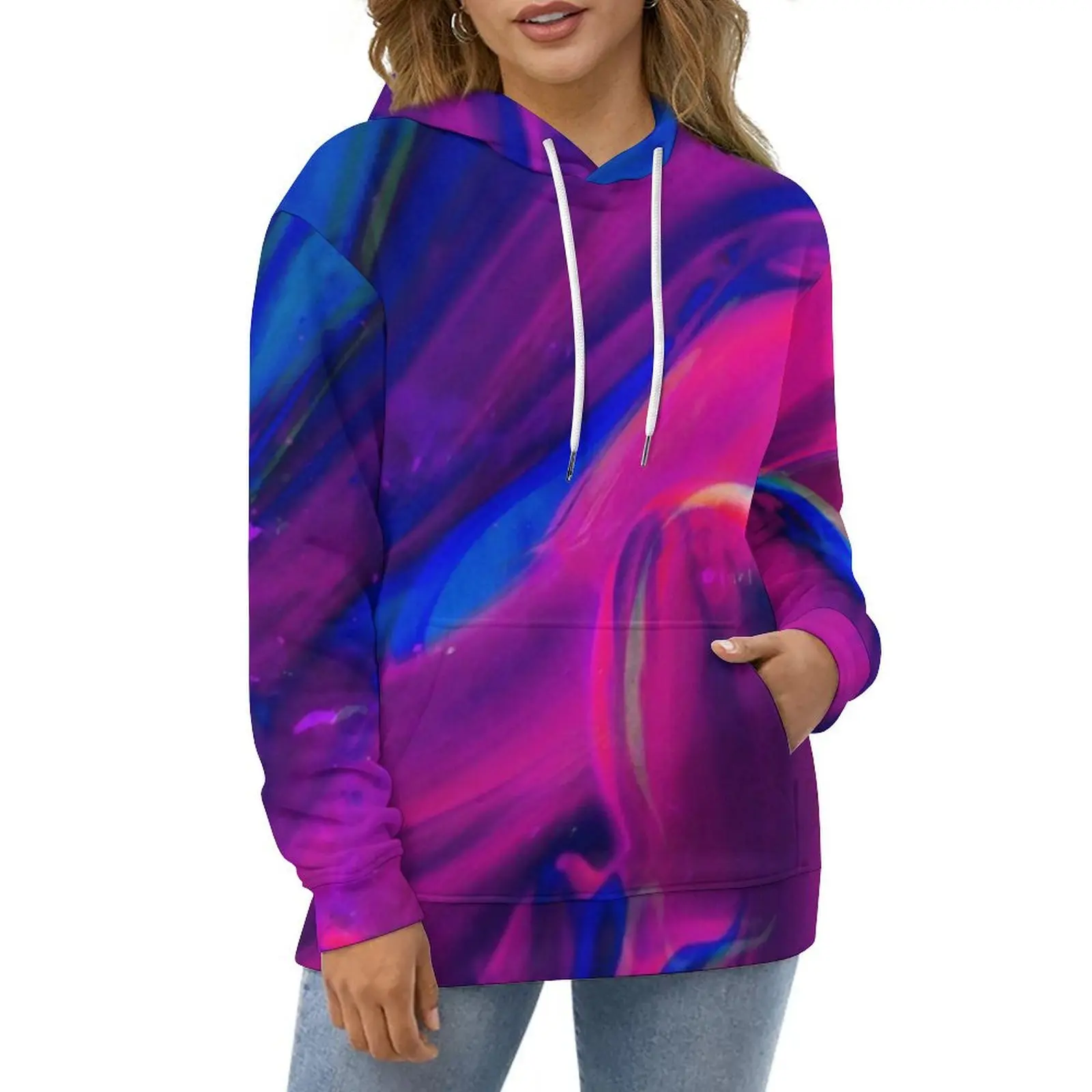 Abstract Neon Paint Casual Hoodies Splatter Art Print Cool Custom Loose Hoodie Autumn Long-Sleeve Harajuku Oversized Clothing