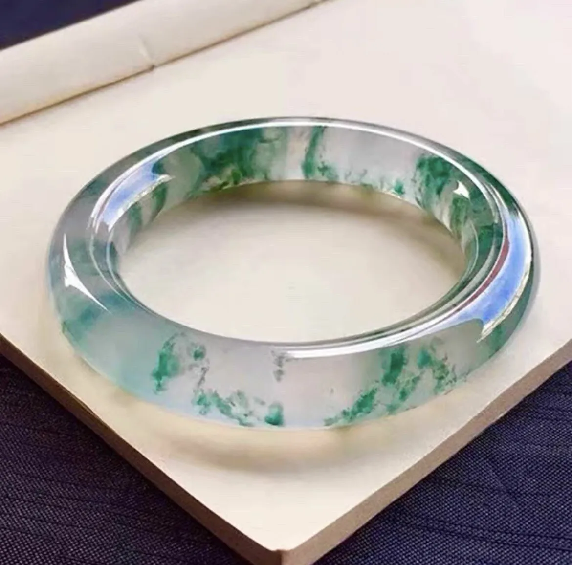 

Natural Green High ice Burmese Jadeite Gemstone Bangle Bracelet Women Jewelry