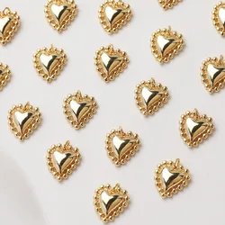 4PCS Dainty Heart Charms for Jewelry Making Pendants Supplies DIY Brass Handmade 14k Gold Plated Brass Accessories 13*14mm