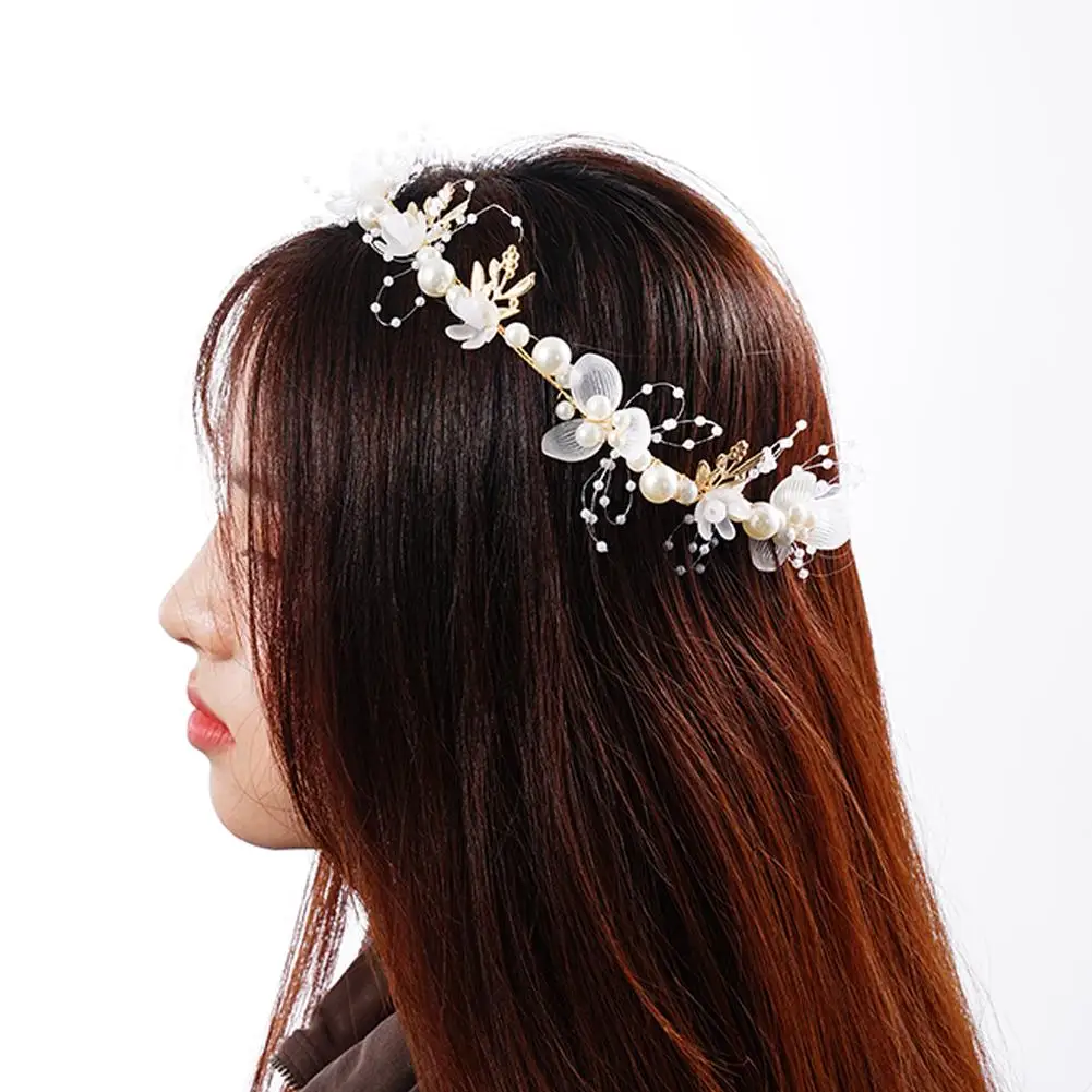 

1/2/5PCS Elegant Sweet Flower Wreath for Girls Hair Accessory Bride Pearl Hair Headdress Garland Head Hoop Headband Jewelry Gift