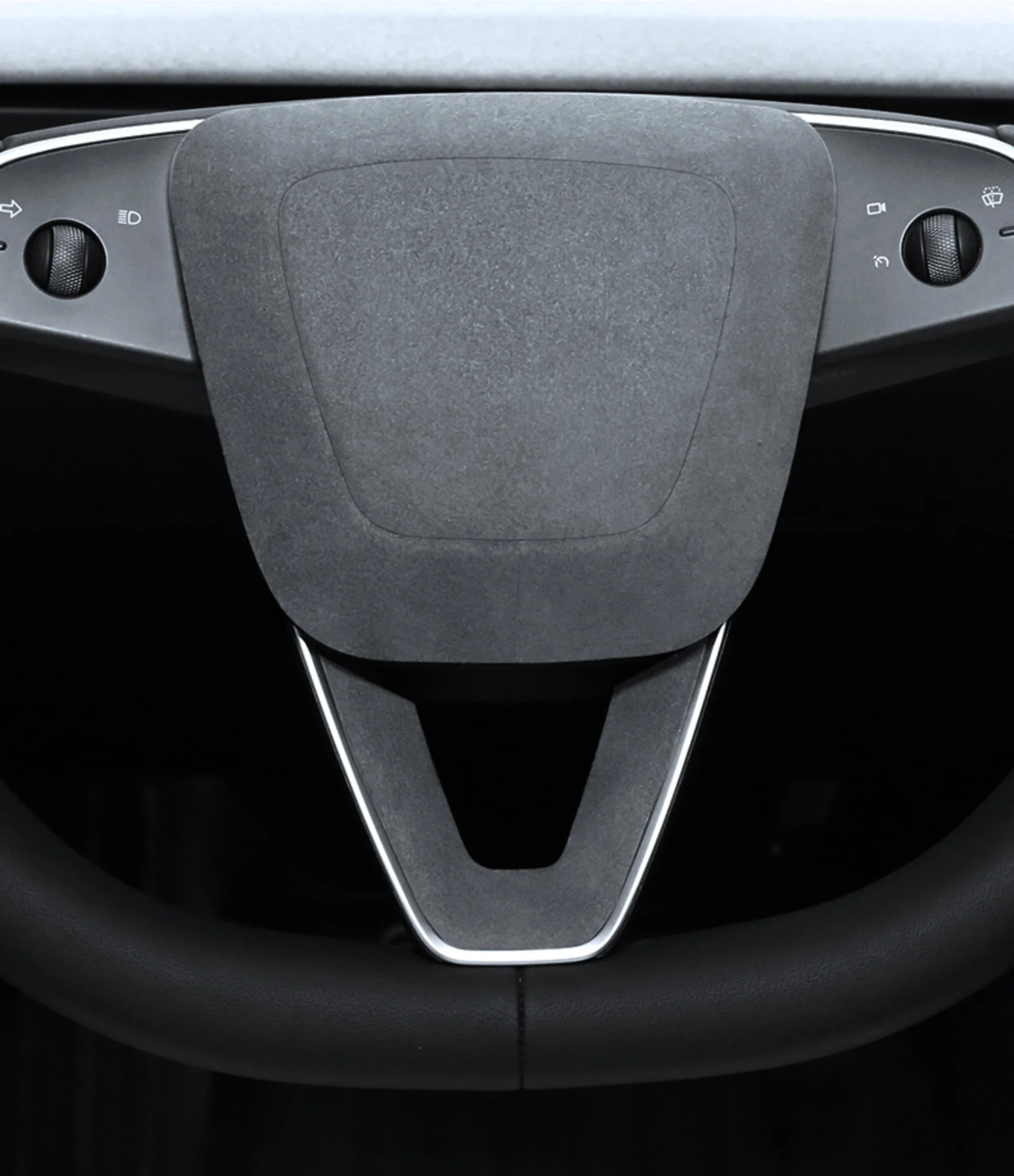 

For Tesla Model 3 Highland Steering Wheel Panel Suede Sticker Anti-scratch Model Y Juniper Tumbled Fur Fabric Decorative Sticker