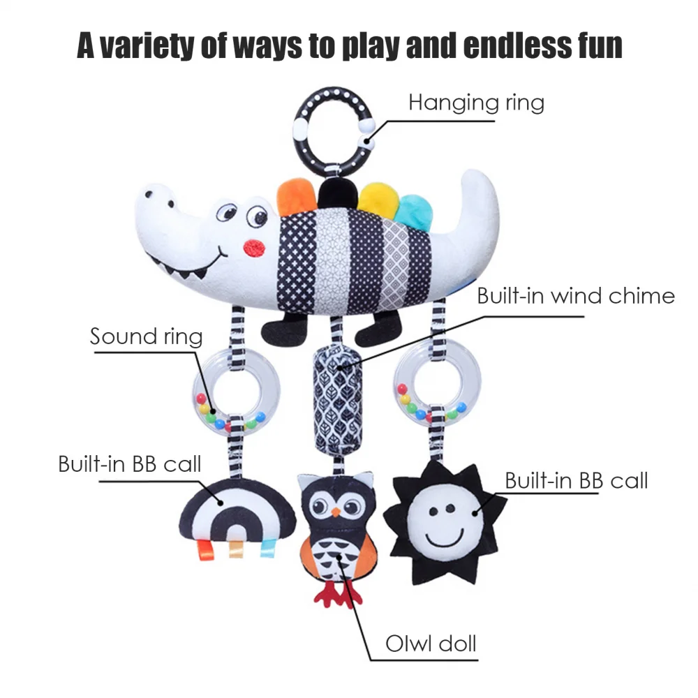 Infant Rattle Toys Black & White High Contrast Baby Bed Hanging Toy Stroller & Car Seat Toys Newborn Baby Early Development Toy