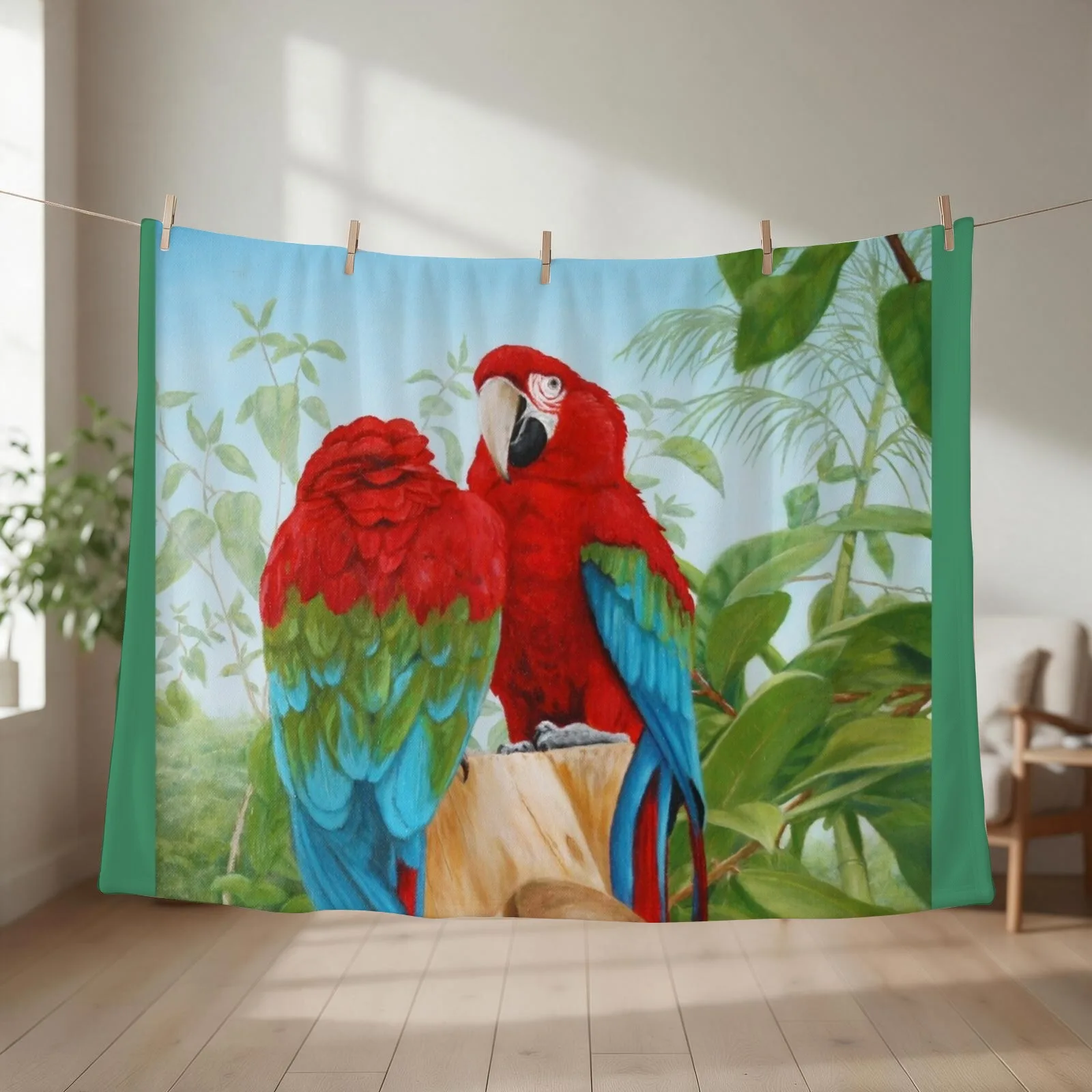 green winged macaws Throw Blanket for babies Blankets For Baby Custom for winter Blankets