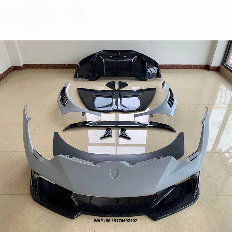 KQX LP610 V Style Bodykit with Carbon Parts Front Bumper Rear Bumper Rear Spoiler Hood Scoop LB LP610 Body Kit