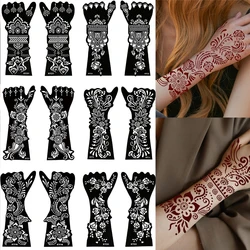 2Pcs Hand Sleeve Temporary Tattoo Stencils for Hand Henna Tattoo Template for Women Body Painting Lotus Flowers Tattoo Stencil