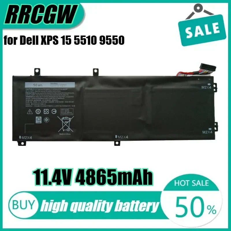 

11.4V 56Wh 4865mAh RRCGW Laptop Battery for Dell XPS 15 5510 9550 62MJV M7R96 05D91C 5510