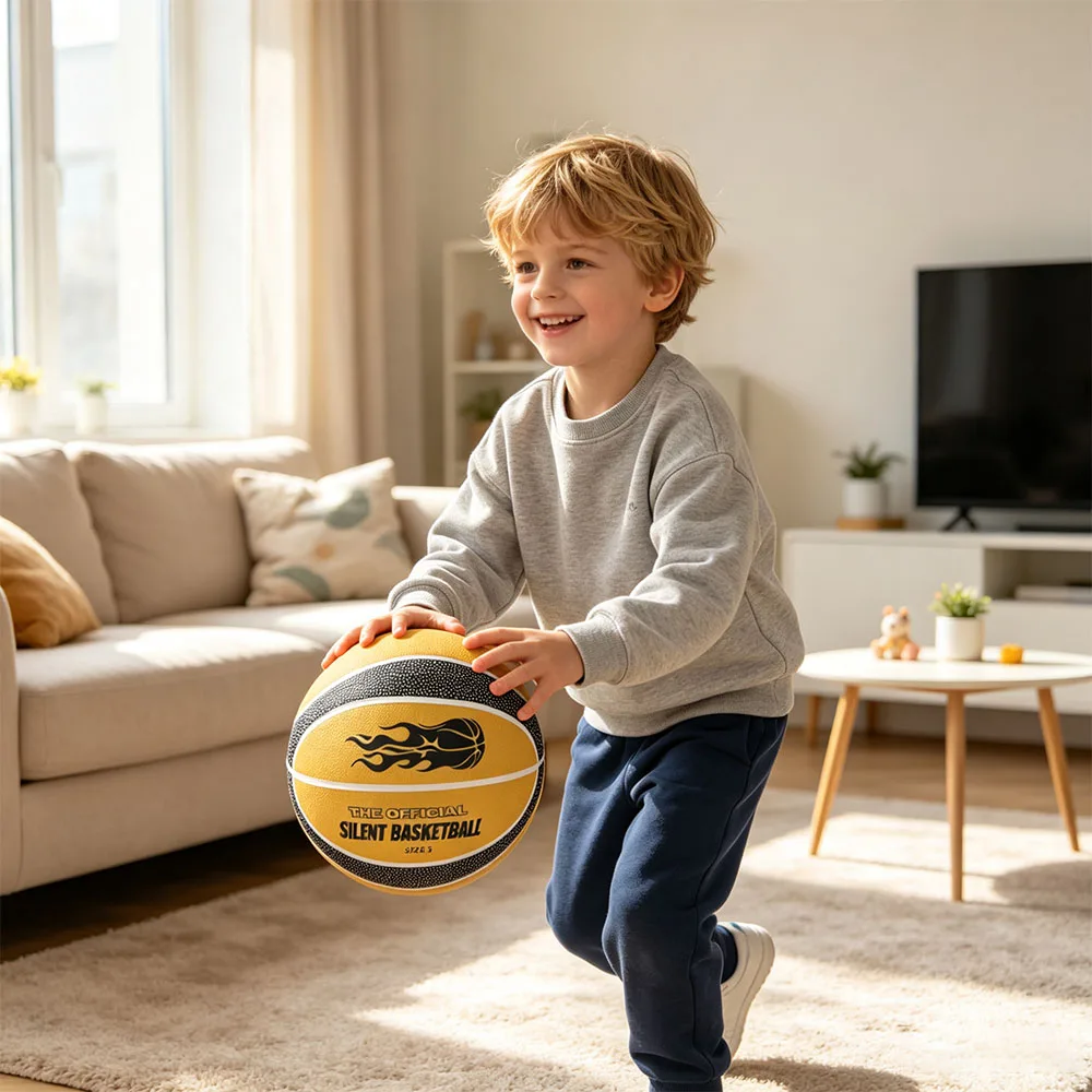 21cm/24cm Silent Bouncing Basketball Low Decibel High Elasticity Indoor Training Quiet Ball Soft High Density Foam
