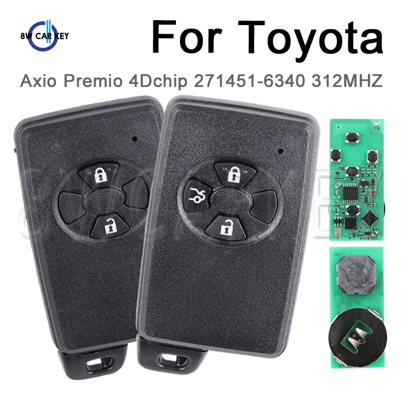 8WCARKEY Remote Car Key 2/3 Buttons Keyless Go Smart Car Keys Suitable for Toyota Axio Premio 271451-6340