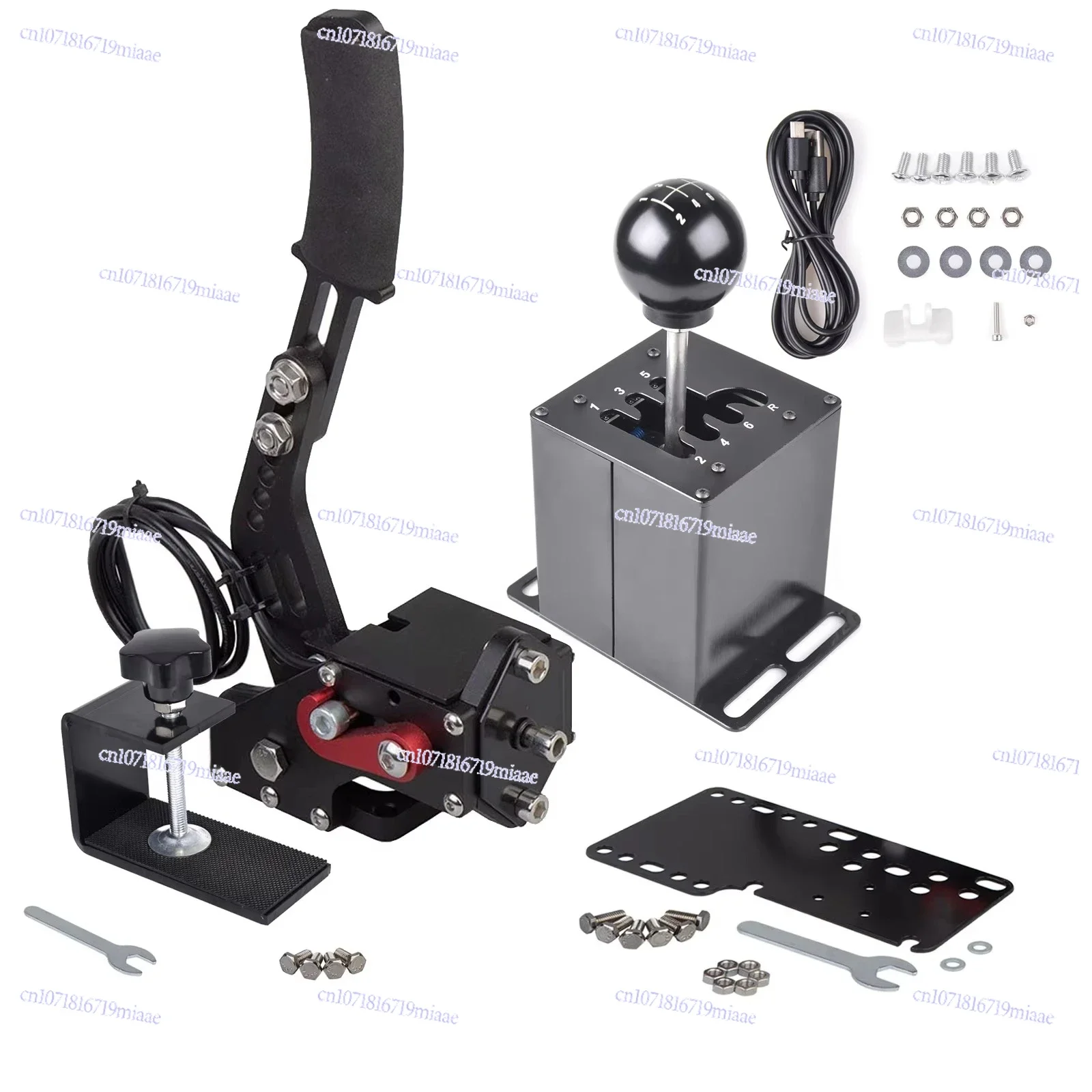 Universal Brake System 16-Position Hall Sensor Usb Handbrake Sim with Shifter 6 + R for Racing Games G25/27/29 T300 T500