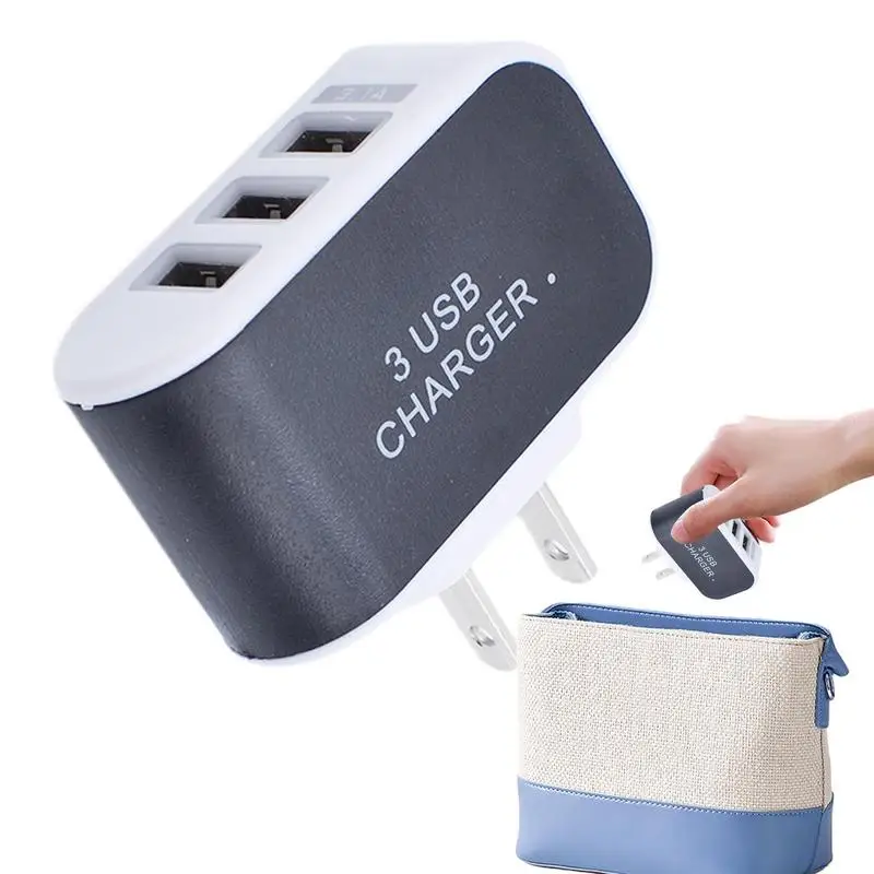 Fast Charging Charger Block 3 USB Charger Block Intelligent Multiple Ports Wall Adapter Portable Charger For Laptop Glowing