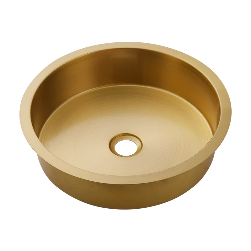 

304 stainless steel round golden bar KTV single basin embedded washbasin home