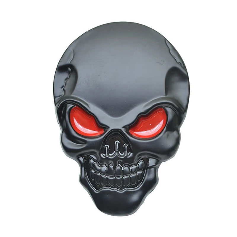 1 PC Black Skull Skeleton Head Skull 3D Metal Car Body Sticker Auto Rear Emblem Badge Decoration 5*3.5CM Автомобильная Наклейка