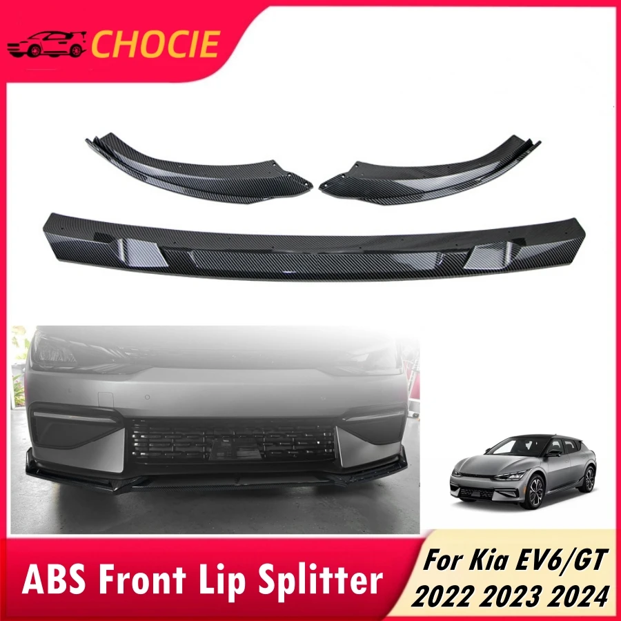 

For Kia EV6 2022 2023 2024 EV6 GT GT-Line Front Lip Splitter ABS Front Bumper Lip Spoiler Air Dam Side Body Kit Accessories