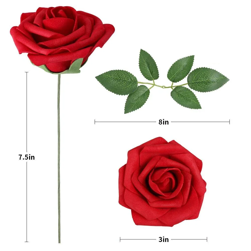 Roses Artificielles pour Bouquets de Mariage, Fausse Poubelle avec Tige, Décoration de ixde Noël pour la Maison, 25 ou 10 Pièces