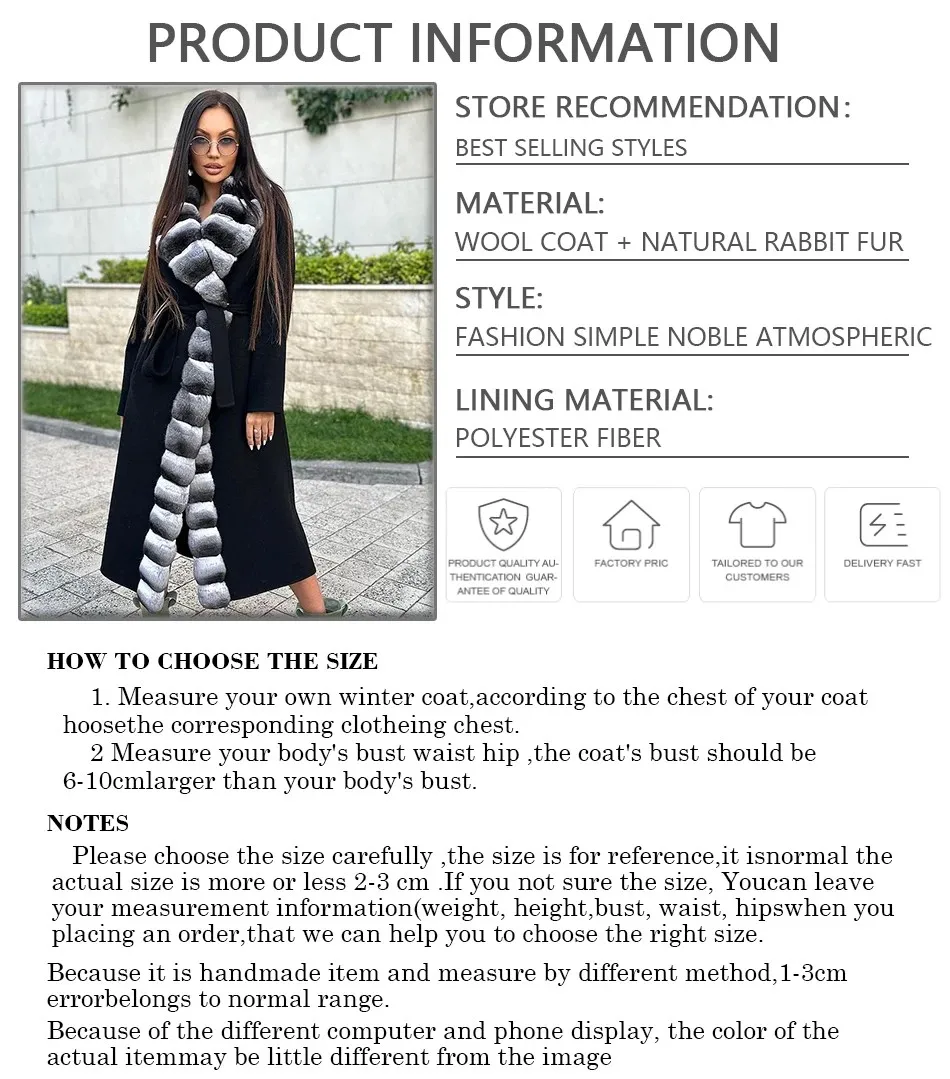 Echt Kaschmir Mantel Winter Wolle Mantel Frauen Lange Pelz Jacke Natürliche Rex Kaninchen Fell Colla Mode Warm