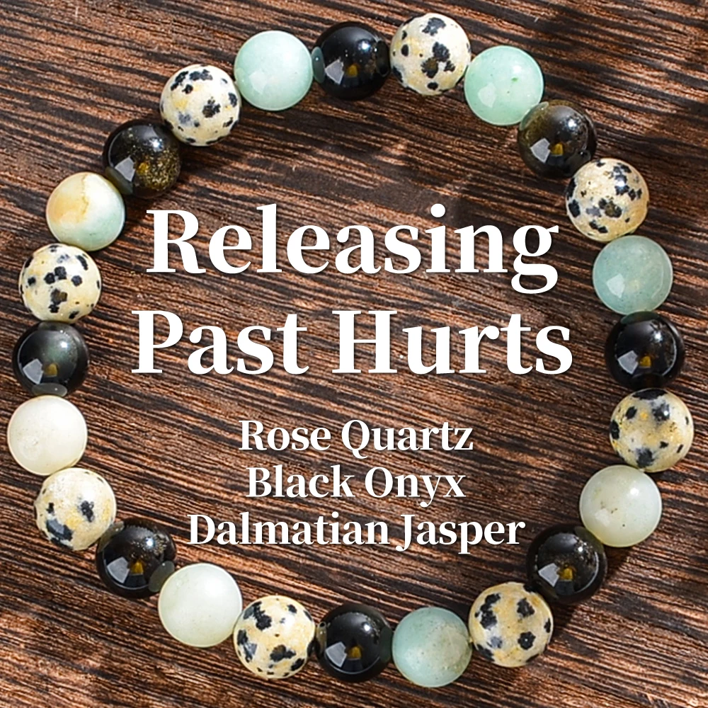 과거의 크리스탈 팔찌, 핑크 크리스탈, 블랙 아게이트, - Gemstone Bracelet Healing 리뷰 및 가격