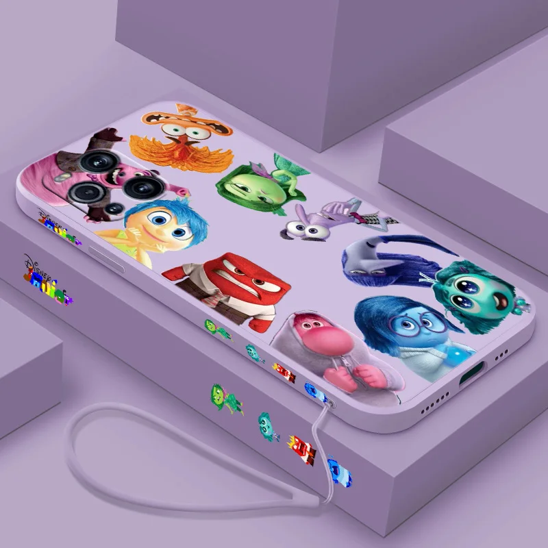 Cute Disney Inside Out Phone Case For OPPO Find X2 X3 X5 Lite Neo Reno 2 Z 5 6 7 8 10 Lite Pro Liquid Left Rope Funda Silicone