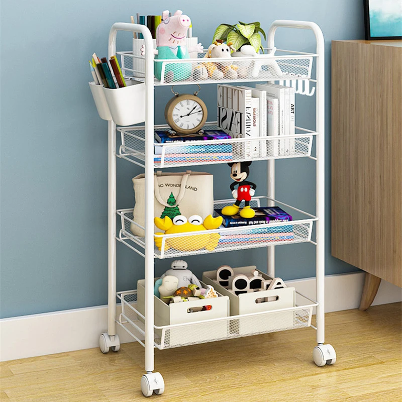 Metal Kitchen Rack Storage Vegetable Basket Mobile Trolley Storage Rack Kitchen Organizer Fruit Basket Shelf Kitchen Shelves