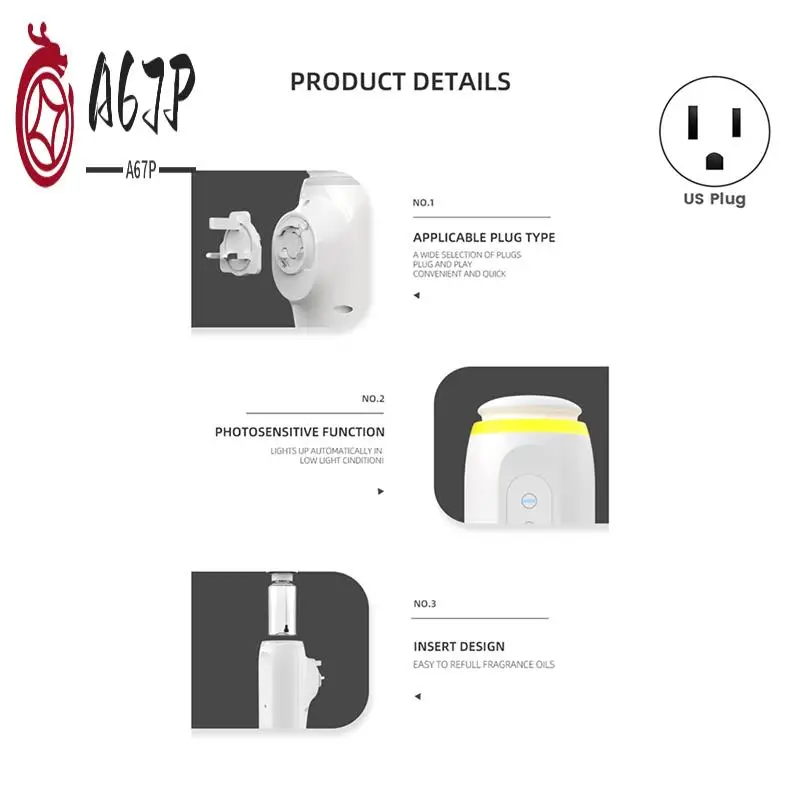 

A67P-Smart Fragrance Diffuser For Toilet Smell Distributor Air Freshener Automatic Diffuser Aroma Diffuser US Plug