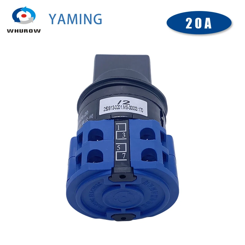 Screw Mounted 20A Cam Switch ON-OFF-ON 3 Position 8 Terminals 1-6 Layers Changeover Rotary Selector LW26-20 LW28 YMW26