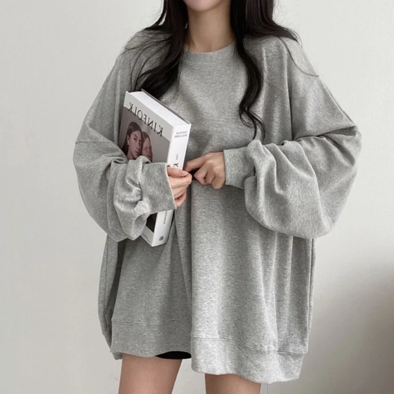 Solid Color Long Sleeve T Shirts Spring Autumn New Loose All-match Simplicity Youth Tops Tees Fashion Casual Women Clothing