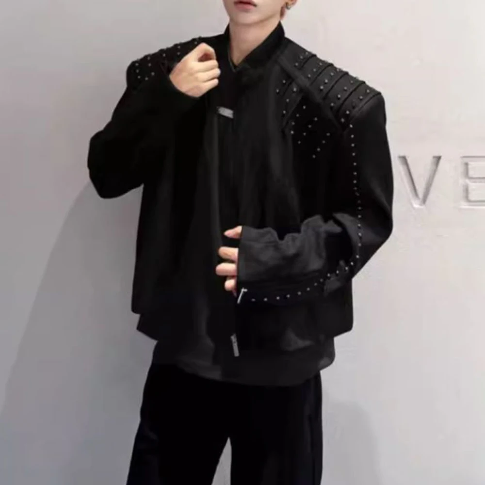 

2025 Winter New Men's Studded Long-Sleeve Jacket American Retro Fashion Trendy High Street Loose Casual Niche Men's Tops
