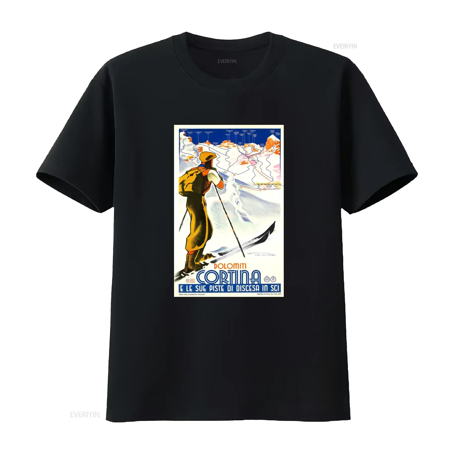 Maglietta Vintage Cortina Dolomiti per Uomo Design Retro Sci Alpi Italiane Anni '60 Comfort Tutte le Stagioni 100 vintage