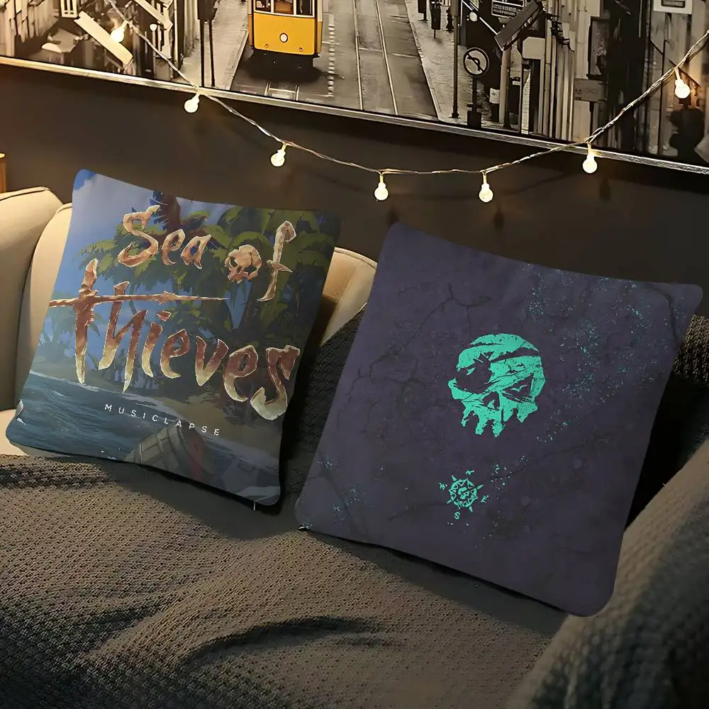 غطاء وسادة بشعار S-Sea Of T-Thieves لغرفة النوم وغرفة المعيشة وغطاء وسادة مزخرف للأريكة