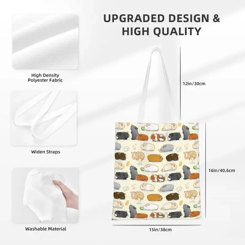 Guinea Pig Parade Grocery Shopping Bag Printing Canvas Shopper Tote Shoulder Bags Large Capacity Durable Domestic Cavy Handbag image 3