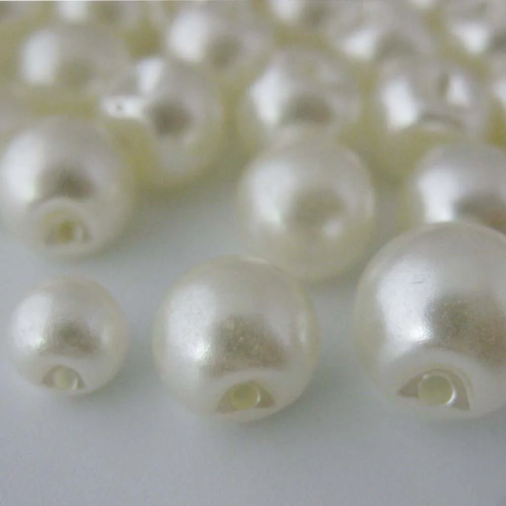 200Pcs Side Hole Cream Color Plastic Pearl Buttons For Garment 6mm/8mm/10mm/12mm DIY Sewing Accessories