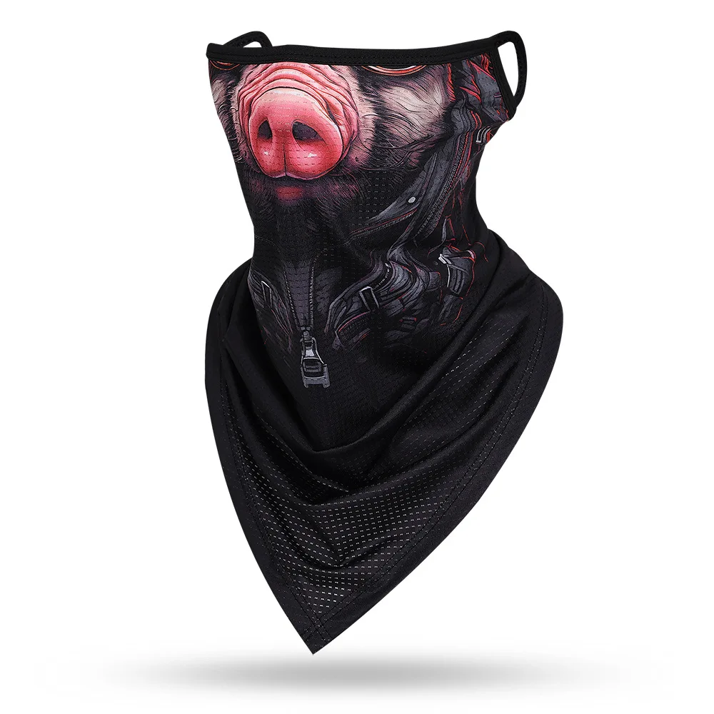 Ice Silk Mesh Sports Face Balaclava para homens e mulheres, Ear Loops, Novidade Animal Print Face Mask, Multifuncional Outdoor Scarf